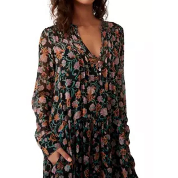 NWT Free People See It through Floral Black Combo Maxi Dress - Picture 5 of 6